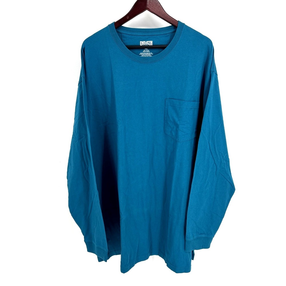 Duluth Trading Co Shirt Mens 4XL Longtail T Teal Blue Long Sleeve Comfort Pocket